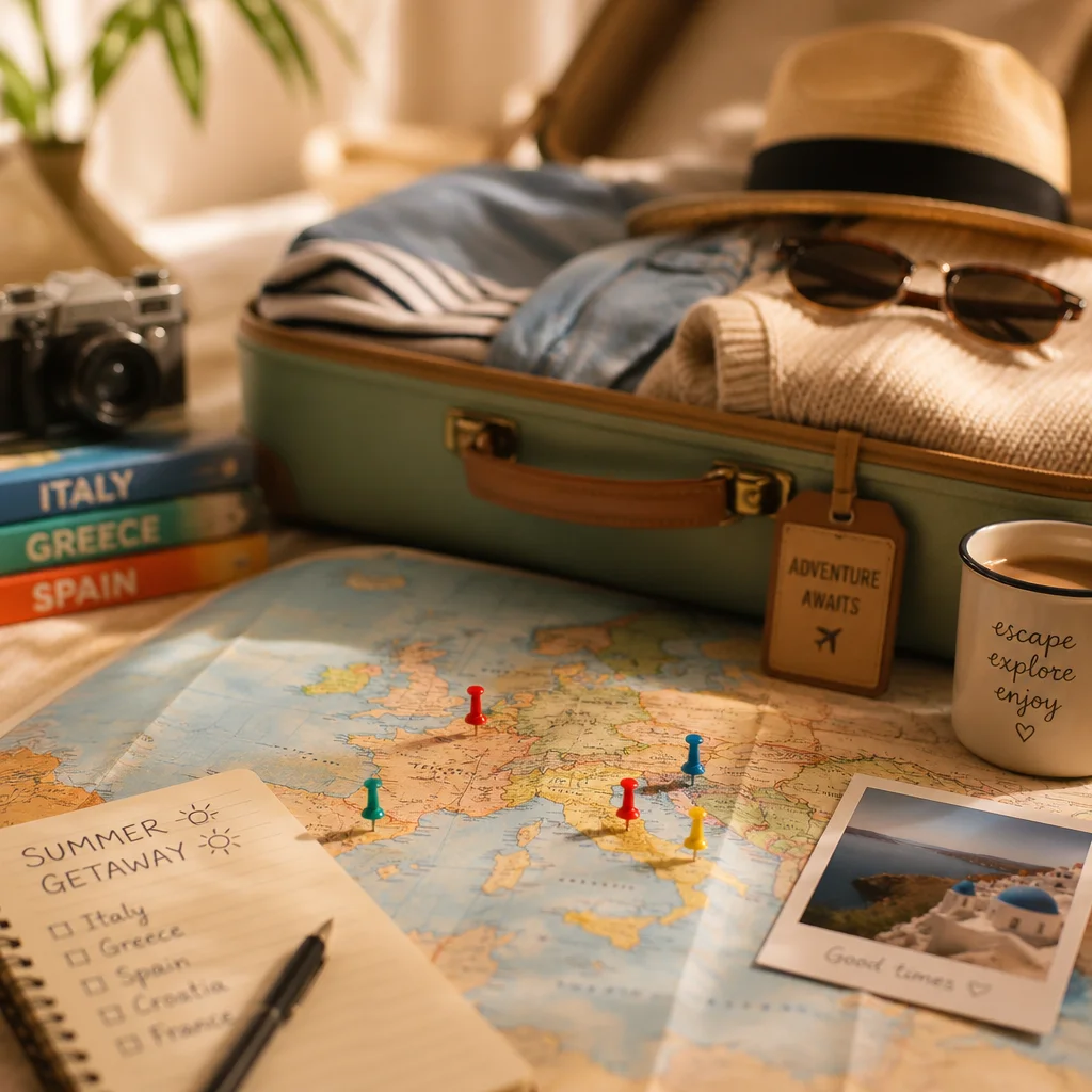 Map showcasing the best summer destinations under 25°C for ideal vacation planning.